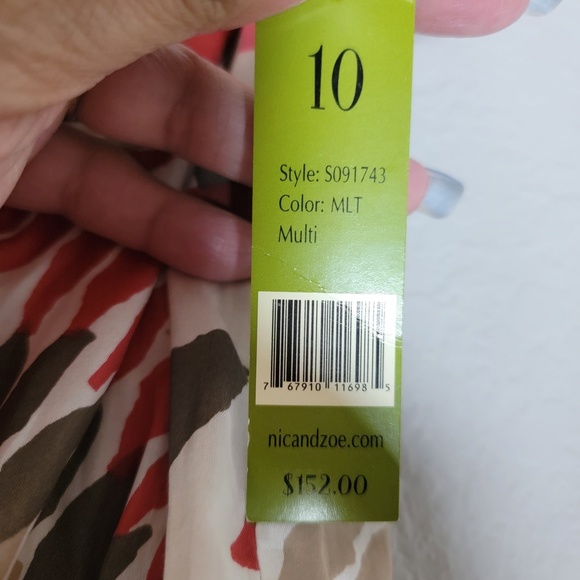 NWT Nic + Zoe Silk Midi Skirt | Geometric Print | Size 10 Quiet Luxury Boho Chic - Picture 11 of 11